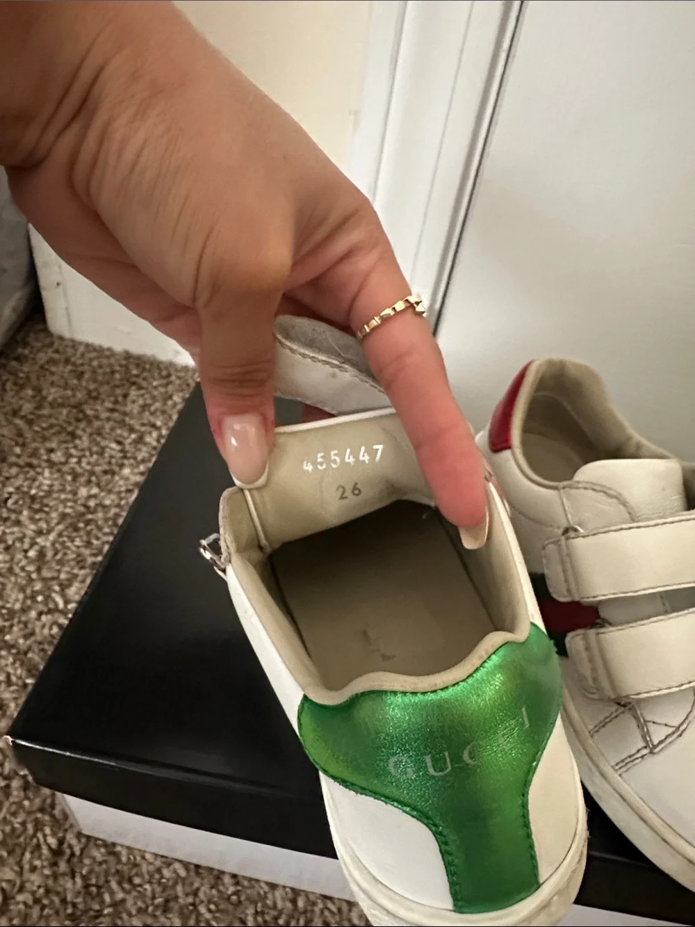 Gucci White Kids Sneakers with Red & Green Accents